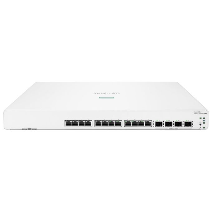 Aruba JL805A Instant On 1960 Switch Gestito L2+ 12 Porte Gigabit 4 Porte SFP+ 10GbE Stacking 320 Gbit-s 1U colore Bianco