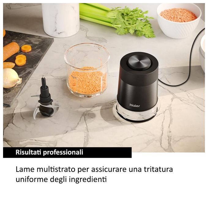 Haier HCH5B1011 I-Master Serie 5 Tritatutto Elettrico 550 W 0.5 L 4 Lame Inox 2 Velocita' colore Nero