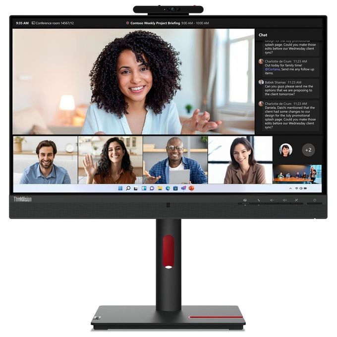 Lenovo 63D7UAT3EU ThinkVision T24mv-30 Monitor PC 23.8'' Full HD IPS LED 75Hz USB-C 90W Webcam 5MP Hub USB Ethernet colore Nero