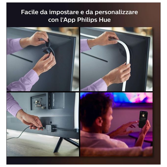 Philips 8718699784799 Hue White and Color Ambiance Striscia LED intelligente Bluetooth Zigbee 20 W 1100 lm colore Nero