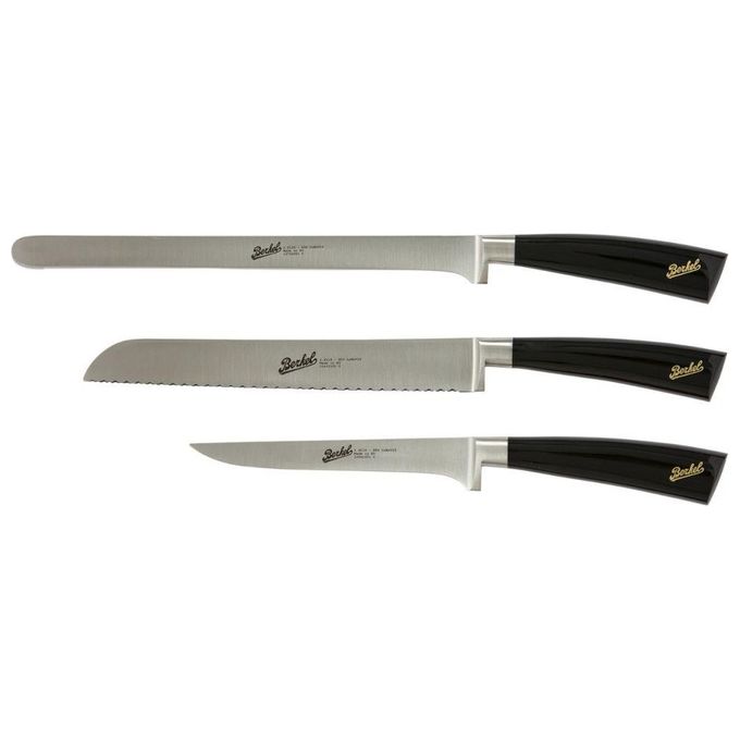 Berkel Elegance Coltello da Cucina Lucido Nero Set da Prosciutto 3 Pezzi
