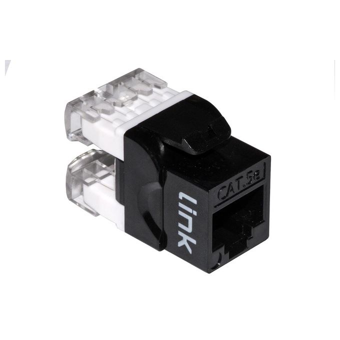Link Presa Rete Keystone Jack Rj45 Categoria 5e Utp Nero 180° Contatti Dorati 50 Micron
