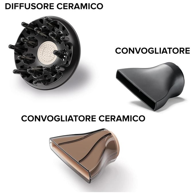 Imetec P5-3800 Bellissima My Pro Ceramic Asciugacapelli 2300W Nero-Oro rosa