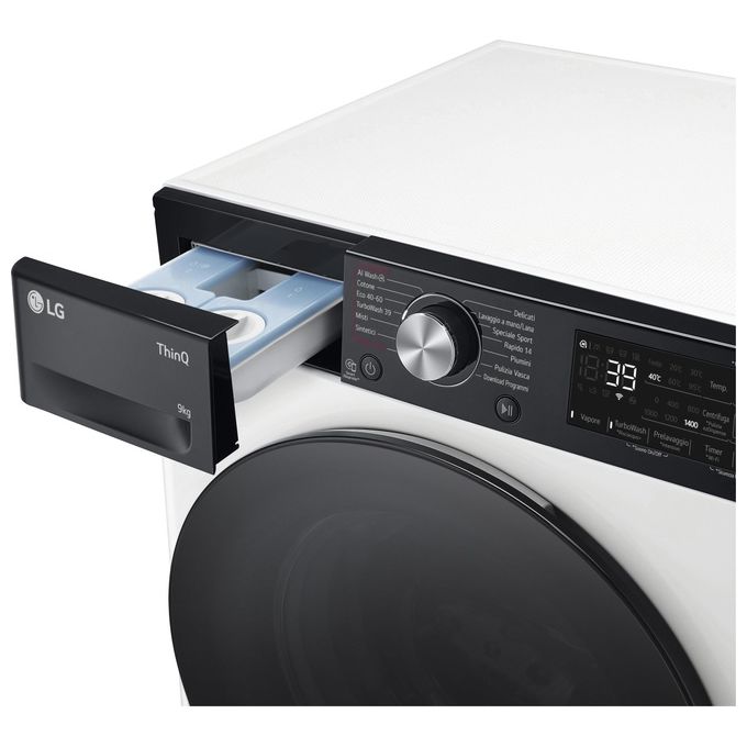 LG F4R7509TSWB Lavatrice 9Kg AI DD Classe Energetica A-10% 1400 Giri TurboWash Autodose