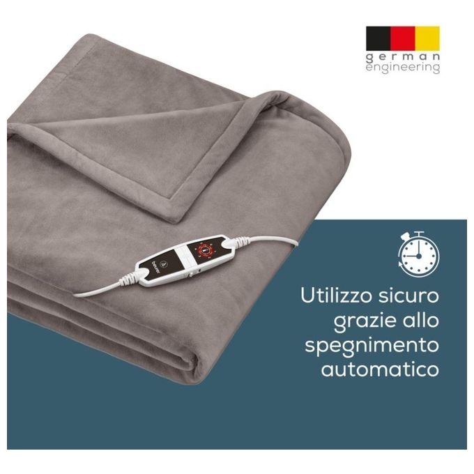 Beurer HD150 XXL Coperta Termica 150 W 6 livelli di temperatura 200x150 cm colore Taupe