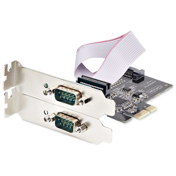 StarTech.com 2S232422485-PC-CARD Scheda Seriale PCIe a 2 porte RS232 RS422 RS485 DB9 UART 16C1050 Windows Linux TAA Compliant colore Nero