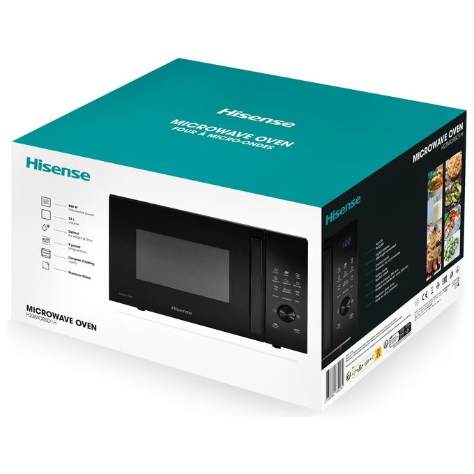 Hisense H23MOBSD1H Forno a microonde Solo 23 L 800 W 9 Programmi Rivestimento Ceramico colore Nero