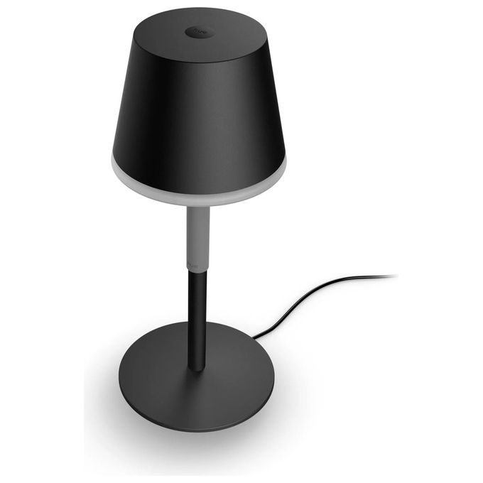 Philips Lampada Smart Hue Go White and Color Ambiance da Tavolo Ricaricabile Nera Wireless