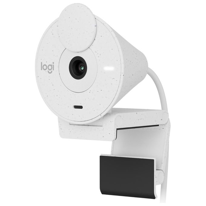 Logitech 960-001442 Brio 300 Webcam Full HD 1080p USB-C con Microfono Riduzione Rumore Copriobiettivo Privacy Certificata per Zoom Microsoft Teams Google Meet colore Bianco