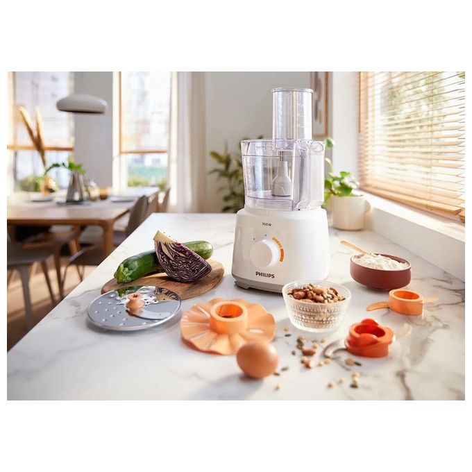 Philips HR7310-00 Daily Collection Robot da Cucina Compatto Multifunzione con Oltre 16 Funzioni 700 W 2,1 Litri Bianco