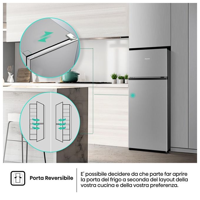 Hisense RT267D4ADE Frigorifero Doppia Porta 206 L 143,4 cm Classe E 40 dB Statico colore Argento