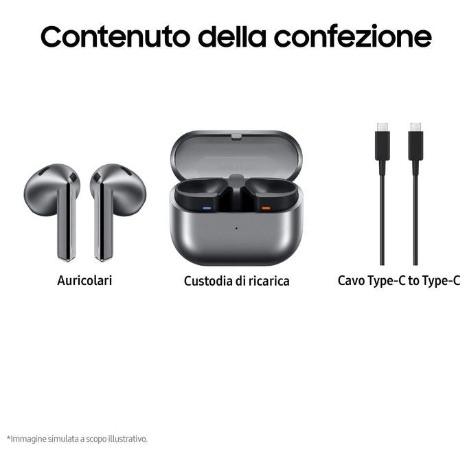 Samsung SM-R530NZAAITV Galaxy Buds3 Auricolari True Wireless Open-Type ANC Hi-Fi Bluetooth 5.4 IP57 colore Argento