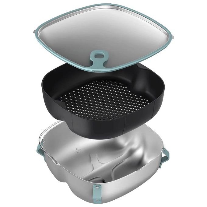 Philips HD9960-00 Accessorio per Airfryer XXL 8.3 L Cottura a Vapore e Salteatura in Acciaio Inox colore Grigio