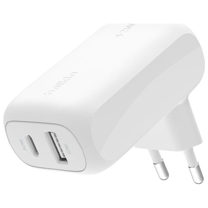 Belkin BoostCharge Doppio Caricatore Usb da Parete da 42W Bianco