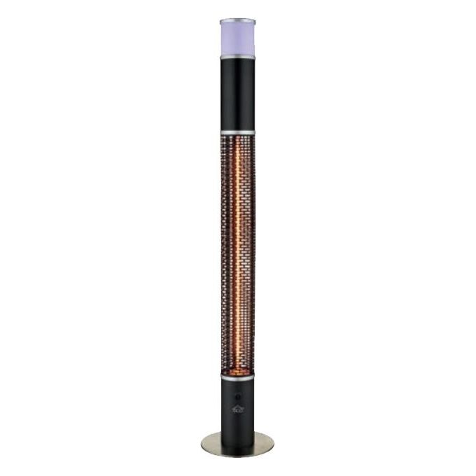 DCG Eltronic SA9321 Termoventilatore in fibra di carbonio 2000 W con Bluetooth e luci LED impermeabile IP34 colore Nero Argento