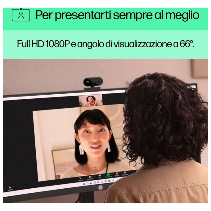 HP 53X26AA 320 Webcam FHD 1080p USB-A Grandangolare Microfono Integrato Copriobiettivo colore Nero