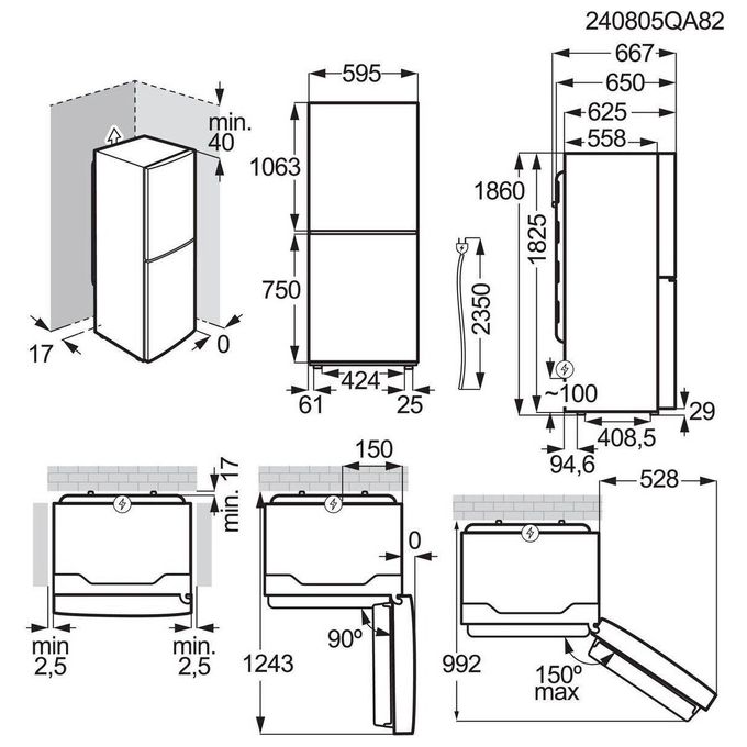 Electrolux LNT6ME32U2 Serie 600 Frigorifero Combinato 330 L 186 cm Classe E 38 dB Total No Frost TwinTech colore Inox