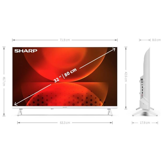 Sharp 32FH2EW TV LED 32'' HD Ready Android TV Smart Wi-Fi Bluetooth DVB-T2 colore Bianco