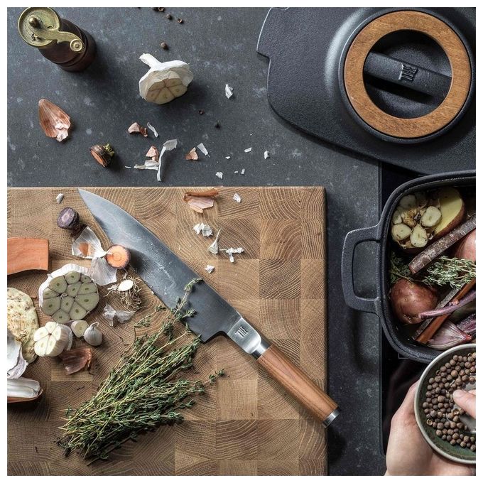 Fiskars 1026419 Norden Coltello da Cucina Lama in Acciaio al Carbonio 20 cm colore Legno