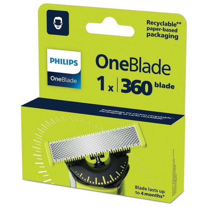 Philips QP410-50 OneBlade 360 Lama di Ricambio per Rasatura 1 Testina Lavabile colore Nero Verde