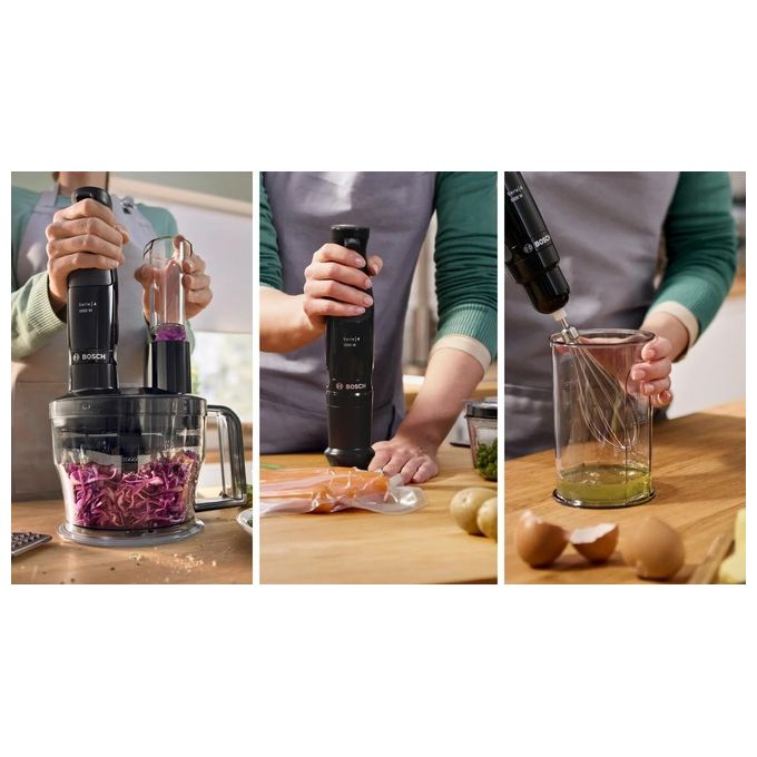 Bosch MSM4B620 Serie 4 Frullatore ad immersione ErgoMaster 1000 W 12 velocita' QuattroBlade AntiSplash colore Nero