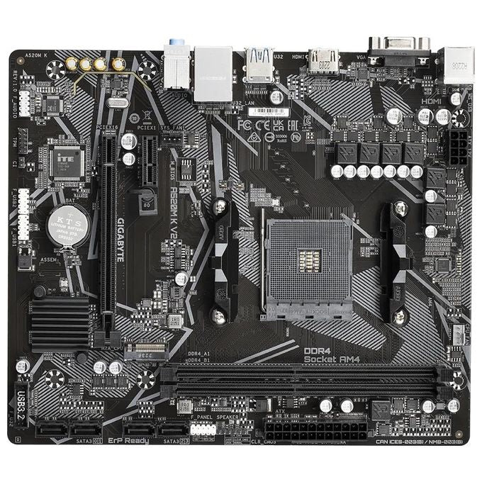 Gigabyte A520M K V2 Scheda Madre micro ATX Socket AM4 Chipset AMD A520 DDR4 64 GB M.2 PCIe Gen3 LAN GbE USB 3.2