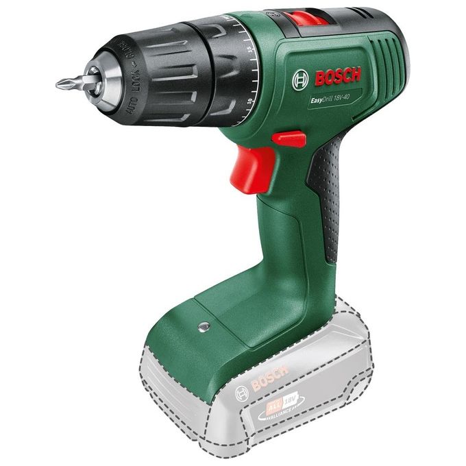 Bosch 06039D8000 EasyDrill Trapano Avvitatore a Batteria 18 V 2 Velocita' 20 Regolazioni Coppia Mandrino 13 mm Senza Chiave colore Nero Verde