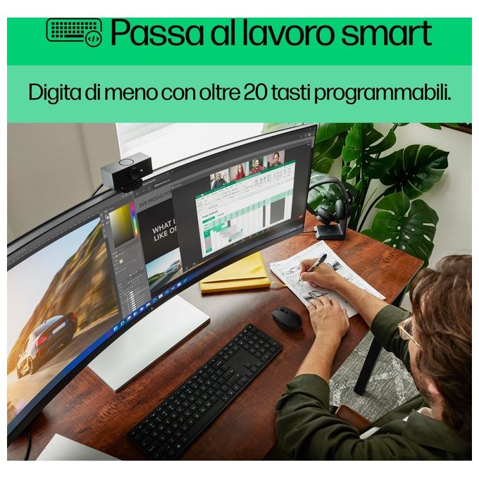 HP 4R013AA Combo tastiera e mouse wireless 650 Full-size 100% Wireless 2.4 GHz 4000 DPI tasti programmabili colore Nero