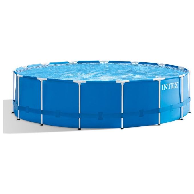 Intex 28242NP Piscina Fuori Terra 457x122 cm Metal Frame Rotonda Pompa Filtro 3785 L-h Scaletta, Telo Base e Copertura