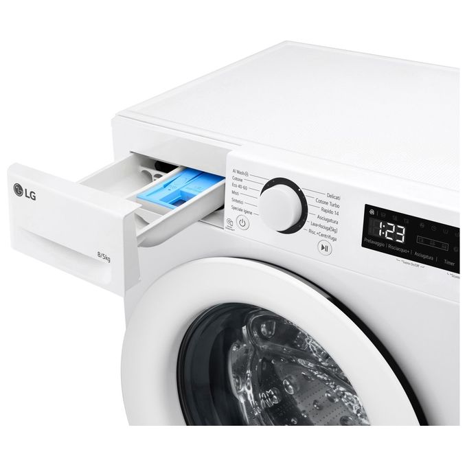 LG D2R3S08AIDD Serie R3 Lavasciuga Slim 8-5 Kg 1200 rpm Classe E AI DD Eco Hybrid Allergy Care (85x60x47.5 cm) colore Bianco