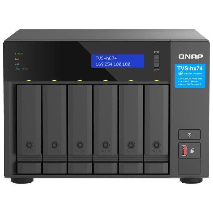 QNAP TVS-H674-I5-32G TVS-H674 NAS Tower Intel Core i5-12400 6 Core 32 GB DDR4 QuTS hero colore Nero