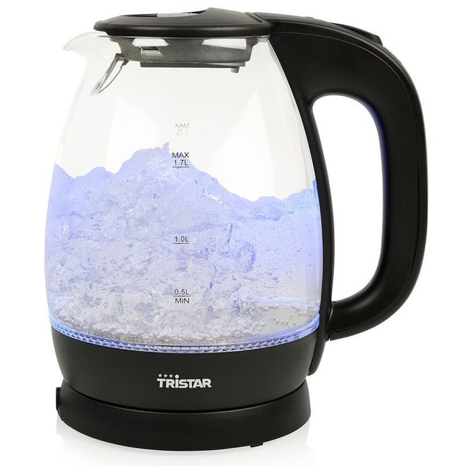 Tristar WK-3405 Bollitore Elettrico in Vetro 1,7 L 2200 W Base 360° Protezione Surriscaldamento colore Nero Trasparente