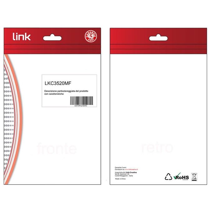 Link Cavo Audio Stereo 3.5mm Maschio-Femmina 1.80mt Nero