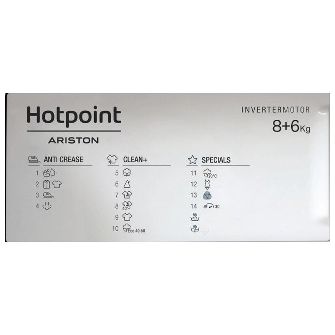 Hotpoint BI WDHG 861485 EU Lavasciuga da Incasso Frontale 8-6 Kg 1351 rpm Classe D Pompa di Calore Inverter (82x60x55 cm) colore Bianco
