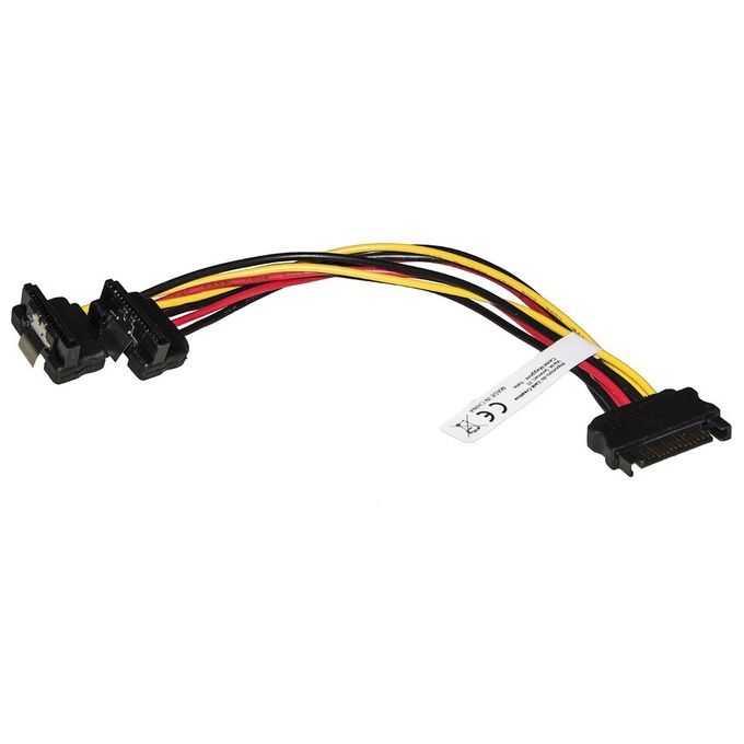 Link Cavo Sata Alimentazione da 15 Pin Sata Maschio a 2 x 15 Pin Sata 90 Gradi