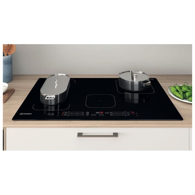 Indesit IB21B77NE Piano cottura a induzione 77 cm 4 zone PushandGo DualZone Touch 7200 W colore Nero