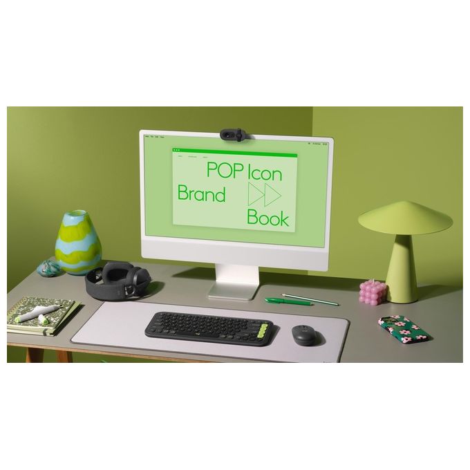 Logitech 920-013115 POP ICON COMBO Tastiera e Mouse Bluetooth Programmabili QWERTY ITA Silenzioso con Tasti a Basso Profilo e App Logi Options+ colore Grafite