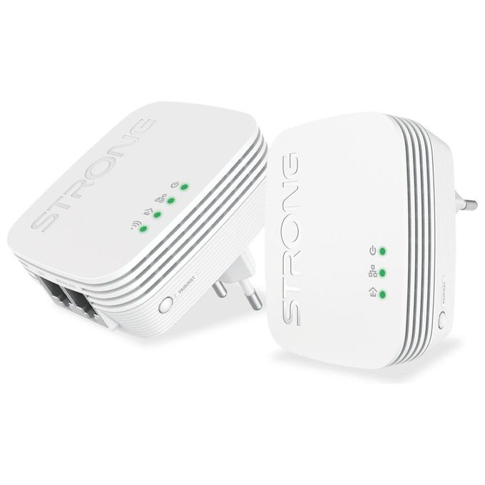 Strong POWERLWF600DUOMINI Kit Powerline Wi-Fi 600 Mbit-s Ethernet LAN HomePlug AV 300m Banda 2.4 GHz 2 Adattatori colore Bianco
