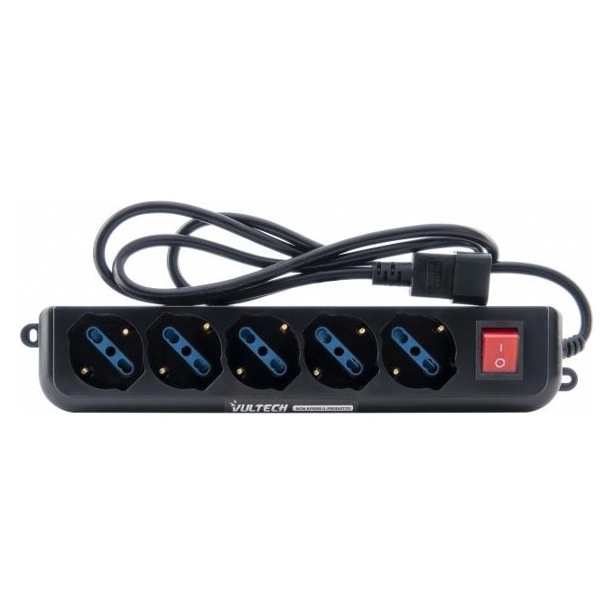 Vultech Multipresa Bipasso 5 Posti per Ups Iec14 Tasto On-Off