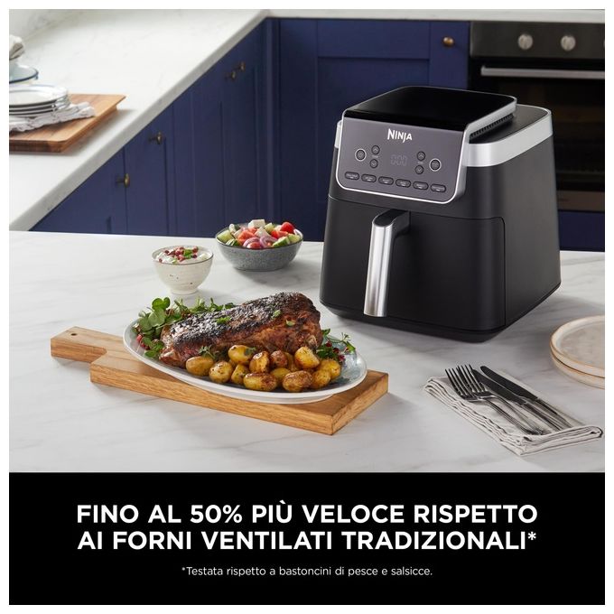 Ninja AF180EU Friggitrice ad aria 6.2 L 2000W 6 Programmi Display Digitale Antiaderente Lavastoviglie colore Nero