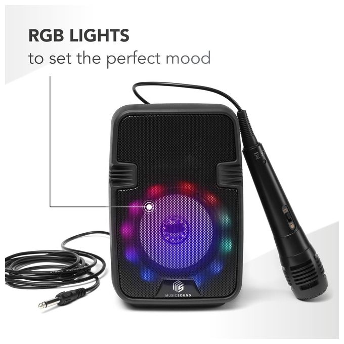 Cellularline BTSPKMSKARAOKEK Music Sound Speaker Bluetooth Karaoke 5 W Bluetooth 5.1 Microfono LED Multicolore Autonomia 8h colore Nero