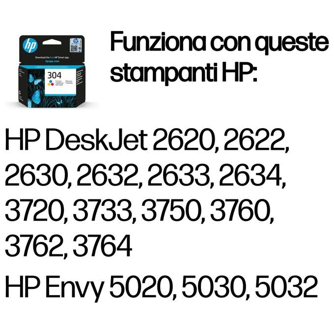HP, Cartuccia Inchiostro Originale Tricromia 304, 2 ml, 100 Pagine