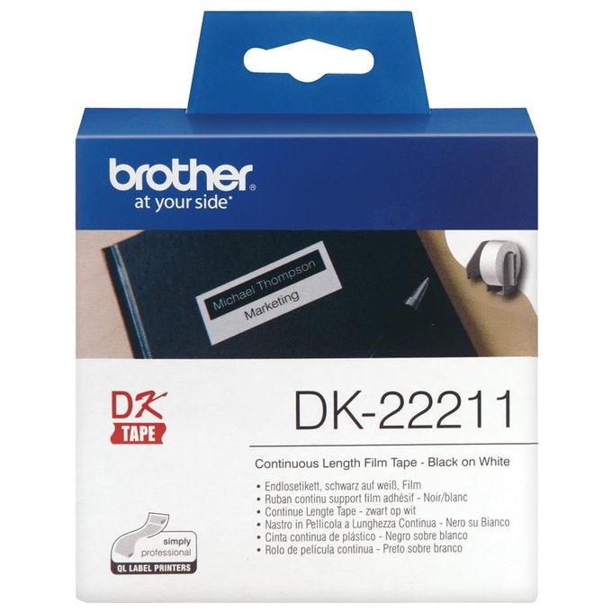 Brother Nastro Ades In Pellicola Nero Bianco 29mm 15.24 Metri Lunghezza