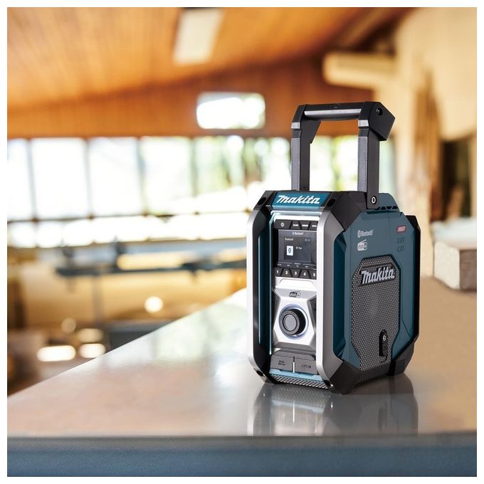 Makita MR007GZ Radio da cantiere Alimentazione 12 40 V max Bluetooth DAB+ IP65 Subwoofer USB per ricarica colore Petrolio