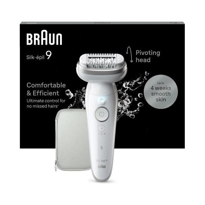 Braun 9-011 Silk-épil 9 Flex Epilatore a pinzette Wet and Dry 40 Pinzette MicroGrip 2 velocita' autonomia 50 min colore Bianco Oro