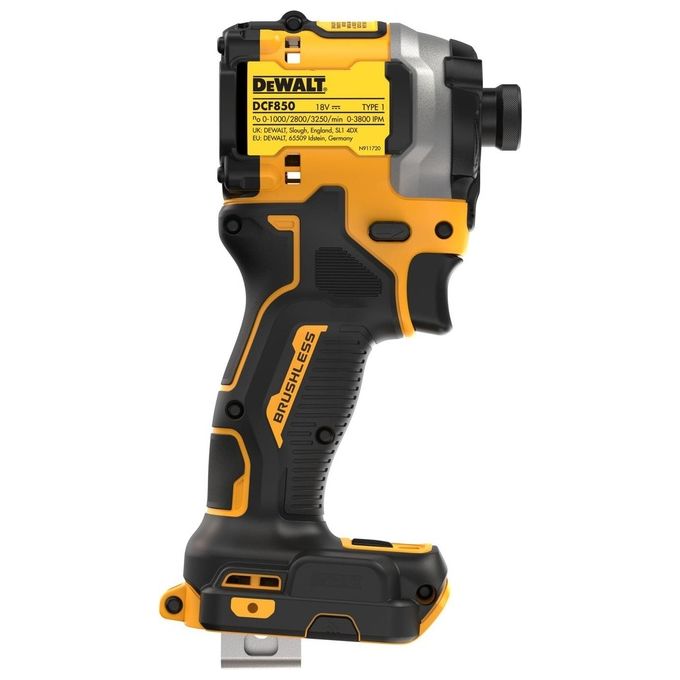 DEWALT DCF850NT-XJ Avvitatore ad impulsi 18V Brushless 3 velocita' 205 Nm attacco 1-4 pollici colore Nero e Giallo