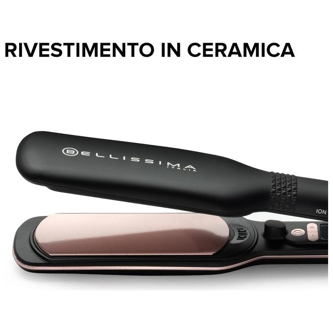 BELLISSIMA 11878 XL Ion Piastra per capelli piastre large 110x45 mm 5 temperature 150-230°C 67W cavo 1.8 m colore Nero Rosa