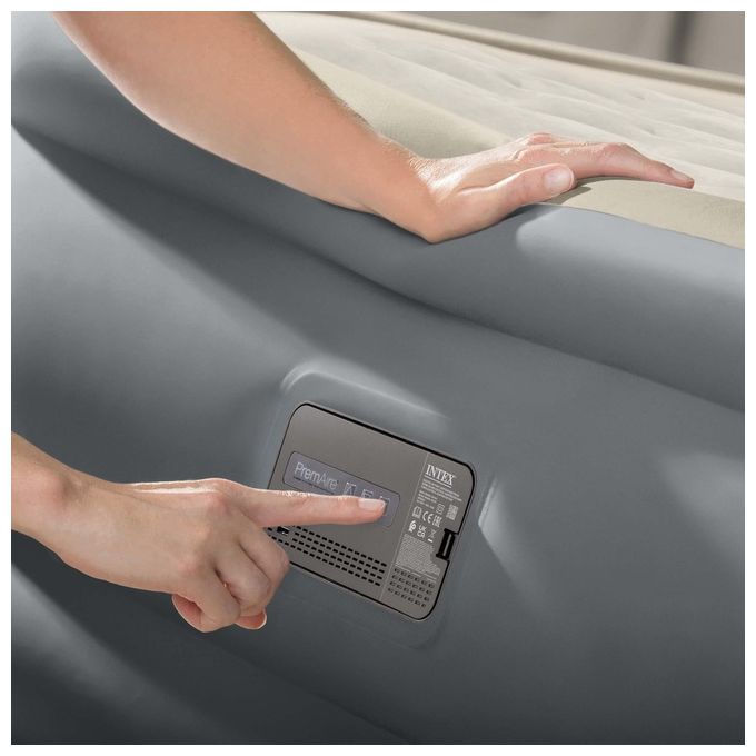 Intex 64926ND DuraBeam PremAire II Materasso Gonfiabile Matrimoniale Fiber-Tech 152x203x46 cm Pompa Integrata Porta USB 272 Kg colore Grigio