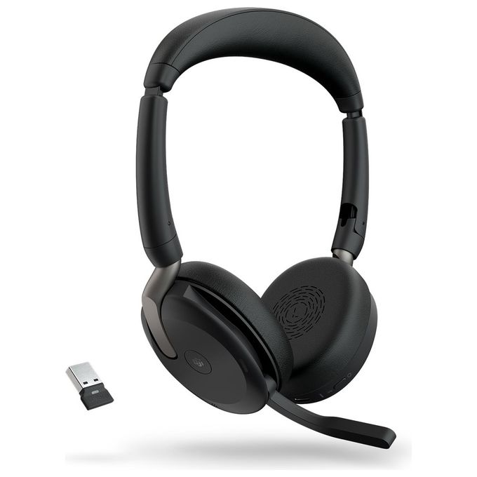 Jabra 26699-999-999 Evolve 2 65 Flex Cuffie Stereo Wireless Bluetooth con Cancellazione del Rumore Jabra ClearVoice e ANC ibrida Certificate per MS Teams colore Nero