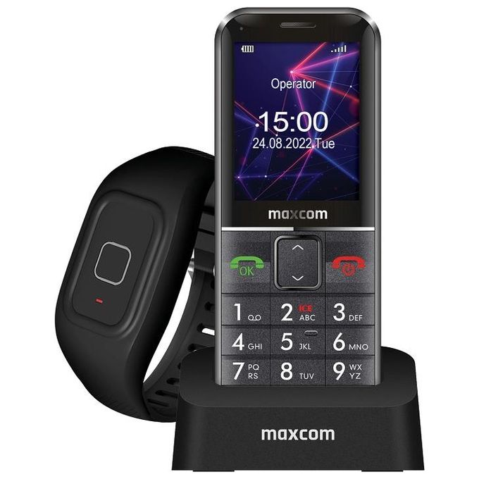 Maxcom MM735 Comfort Telefono Cellulare Senior 2.2'' Tasto SOS Braccialetto SOS Impermeabile Bluetooth 5.0 2G colore Nero